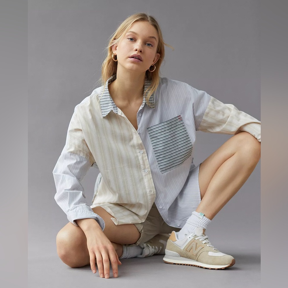 Urban Outfitters BDG Top Frankie Spliced Button Down Oversized